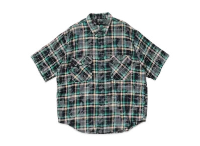 BEAMS Fade Work Check Shirt "Navy"