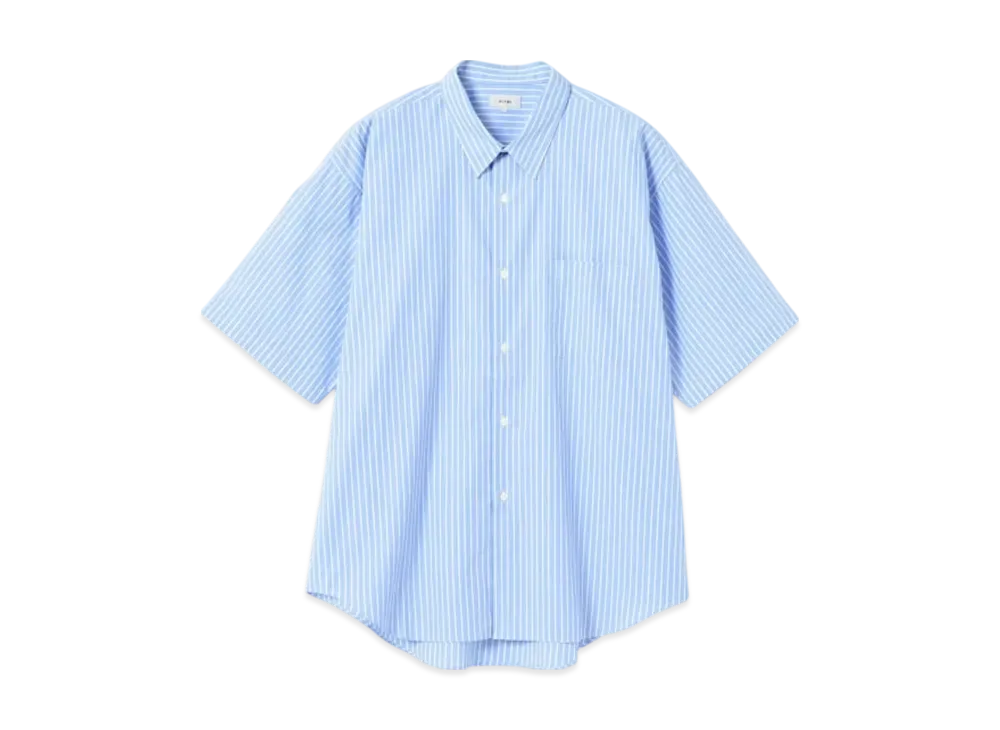 BEAMS Striped Easy Mini Regular Collar Shirt "Sax"