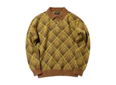 BEAMS Knit Polo Shaggy "Brown"