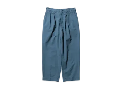 BEAMS 2 Pleats Trousers Twill Bio Washed "Sax"