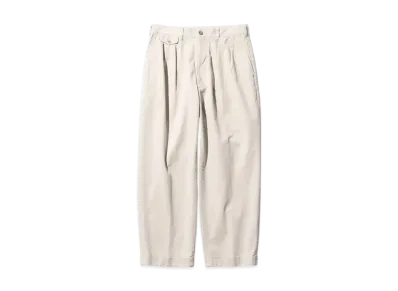 BEAMS 2 Pleats Trousers Twill Bio Washed "Cement"