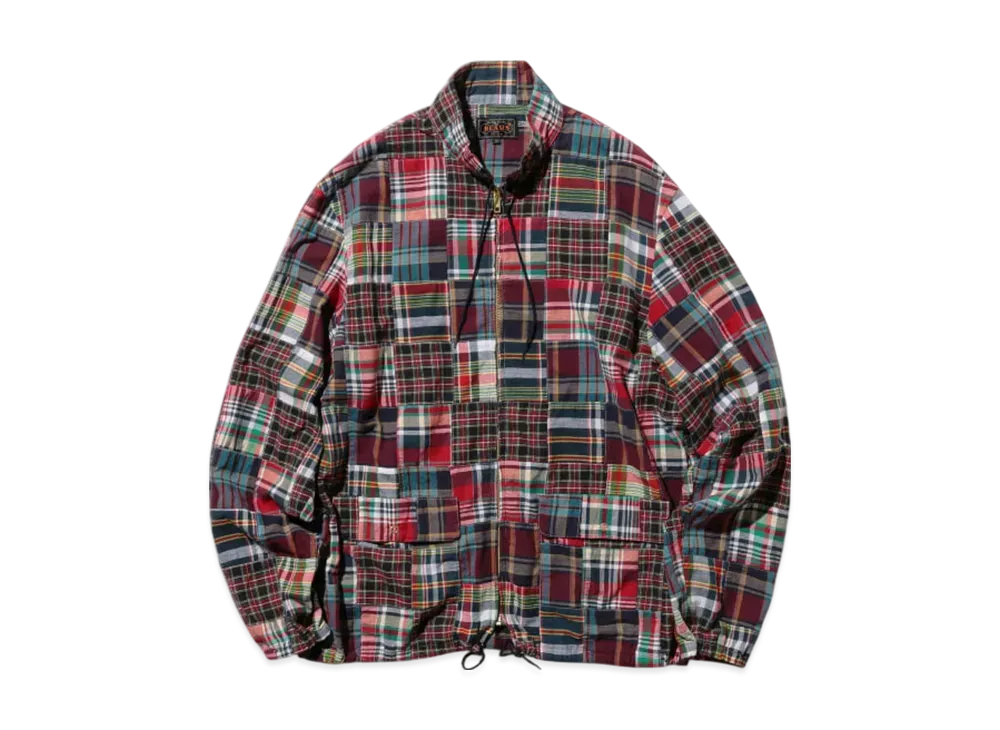 BEAMS Swing Jacket Patchwork Madras "Navy"