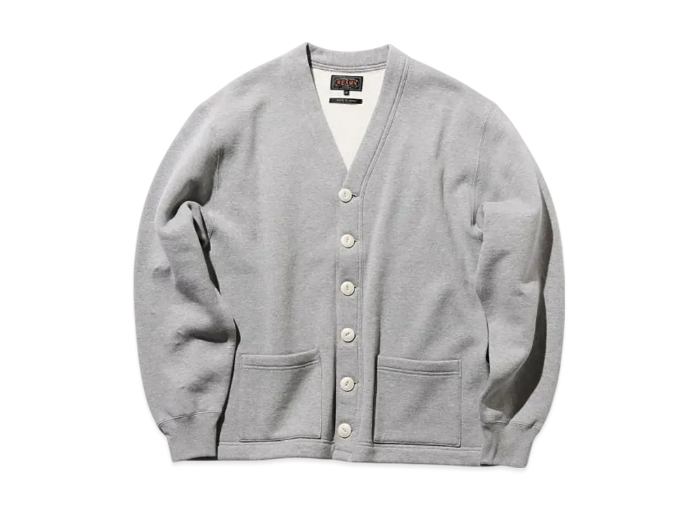 BEAMS Sweat V Cardigan Raised Back "Gray"