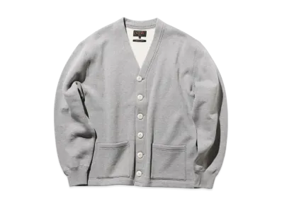 BEAMS Sweat V Cardigan Raised Back "Gray"