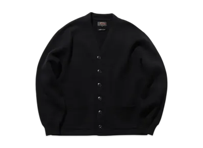 BEAMS Sweat V Cardigan Raised Back "Black"