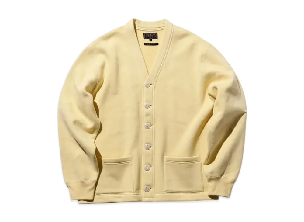 BEAMS Sweat V Cardigan Raised Back "Cream"