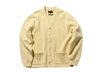 BEAMS Sweat V Cardigan Raised Back "Cream"