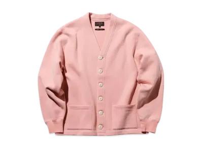 BEAMS Sweat V Cardigan Raised Back "Pink"