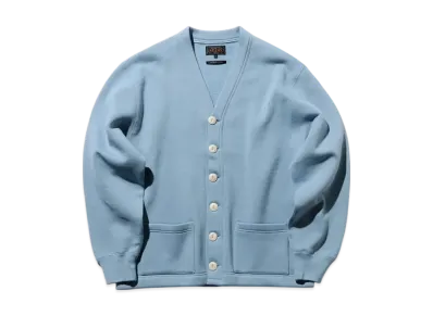 BEAMS Sweat V Cardigan Raised Back "Sax"