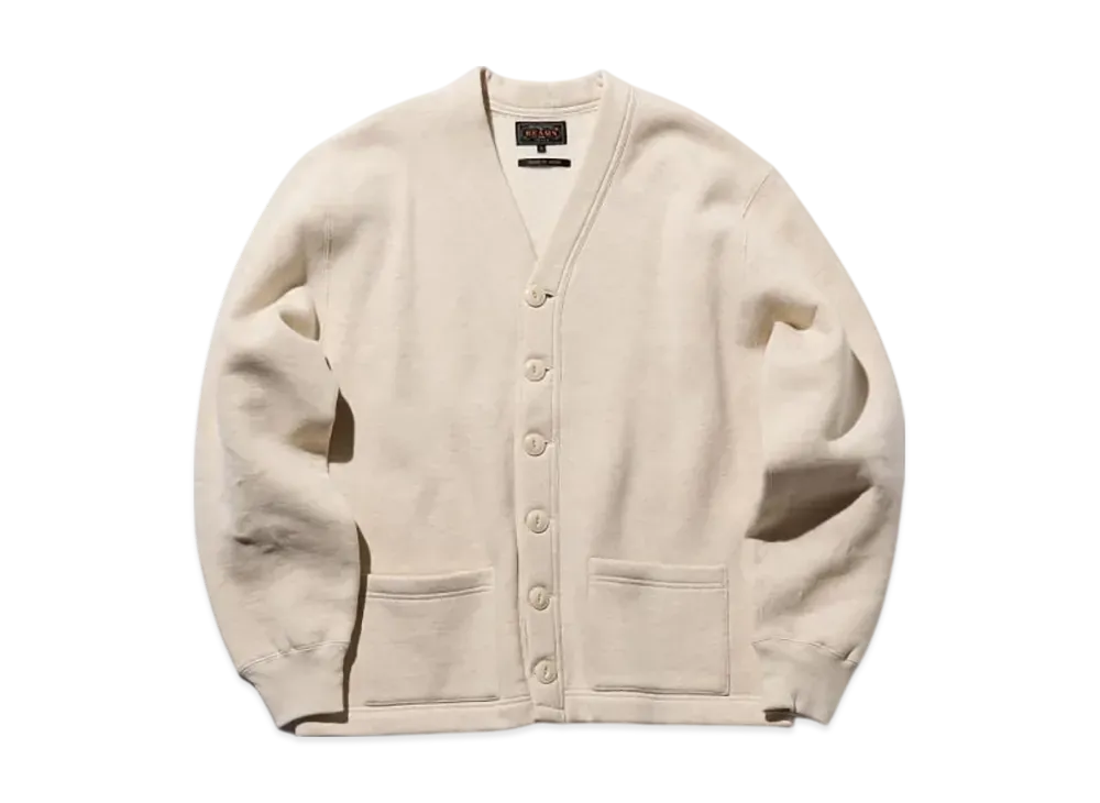 BEAMS Sweat V Cardigan Raised Back "Oatmeal"