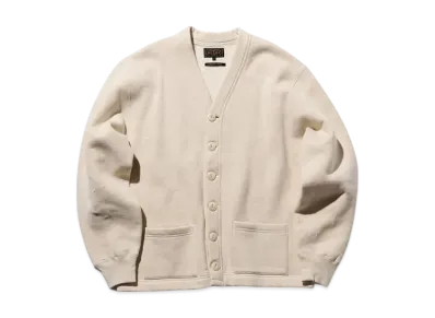 BEAMS Sweat V Cardigan Raised Back "Oatmeal"