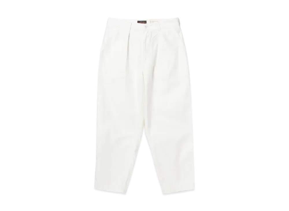 BEAMS 1 Pleat Baker 80/3 Back Satin "White"