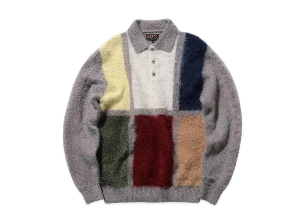 BEAMS Knit Polo Shaggy "Gray"