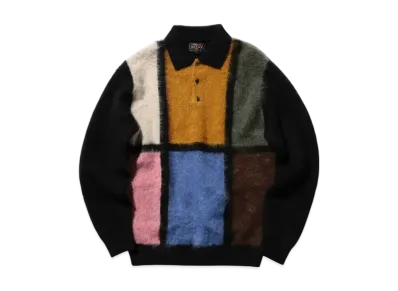 BEAMS Knit Polo Shaggy "Black"