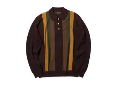 BEAMS Knit Polo Stripe "Brown"
