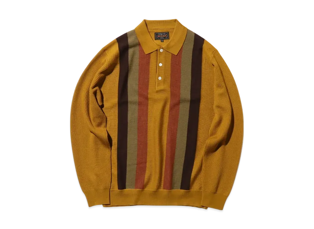 BEAMS Knit Polo Stripe "Musterd"