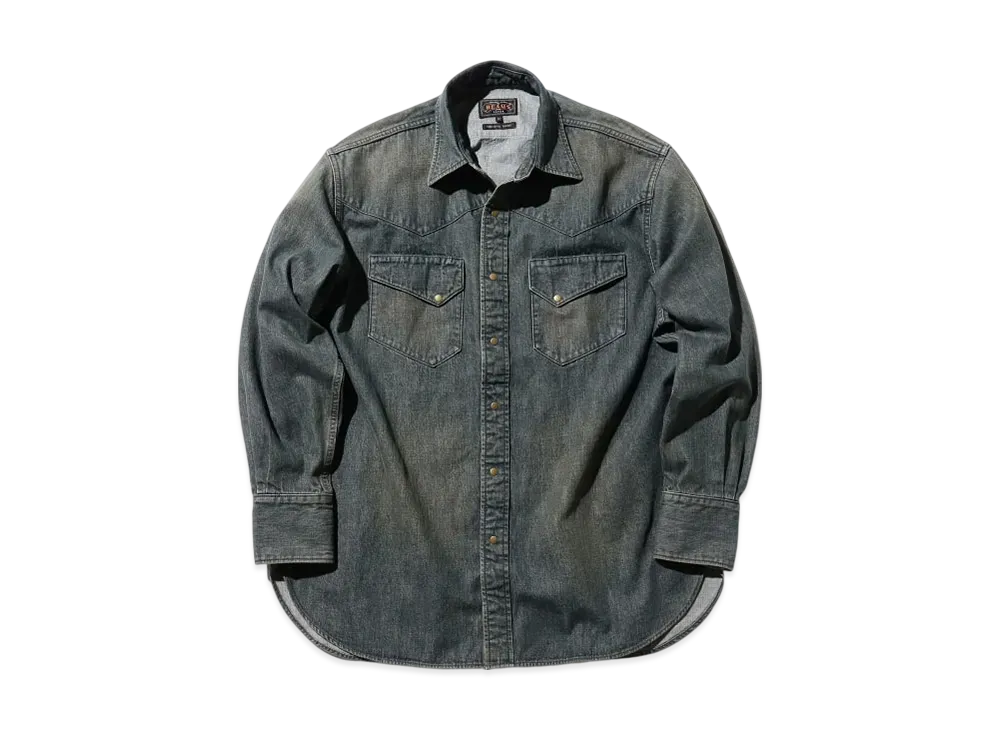 BEAMS Western Shirt Denim Double Dye "Used"