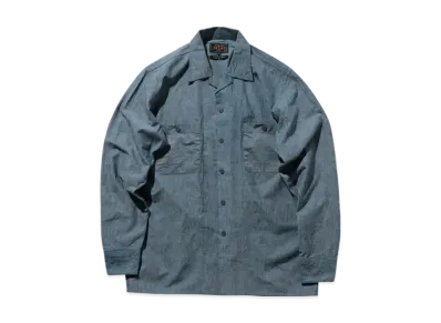 BEAMS MIL Open Collar Chambray "Blue"