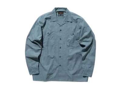 BEAMS MIL Open Collar Chambray "Sax"