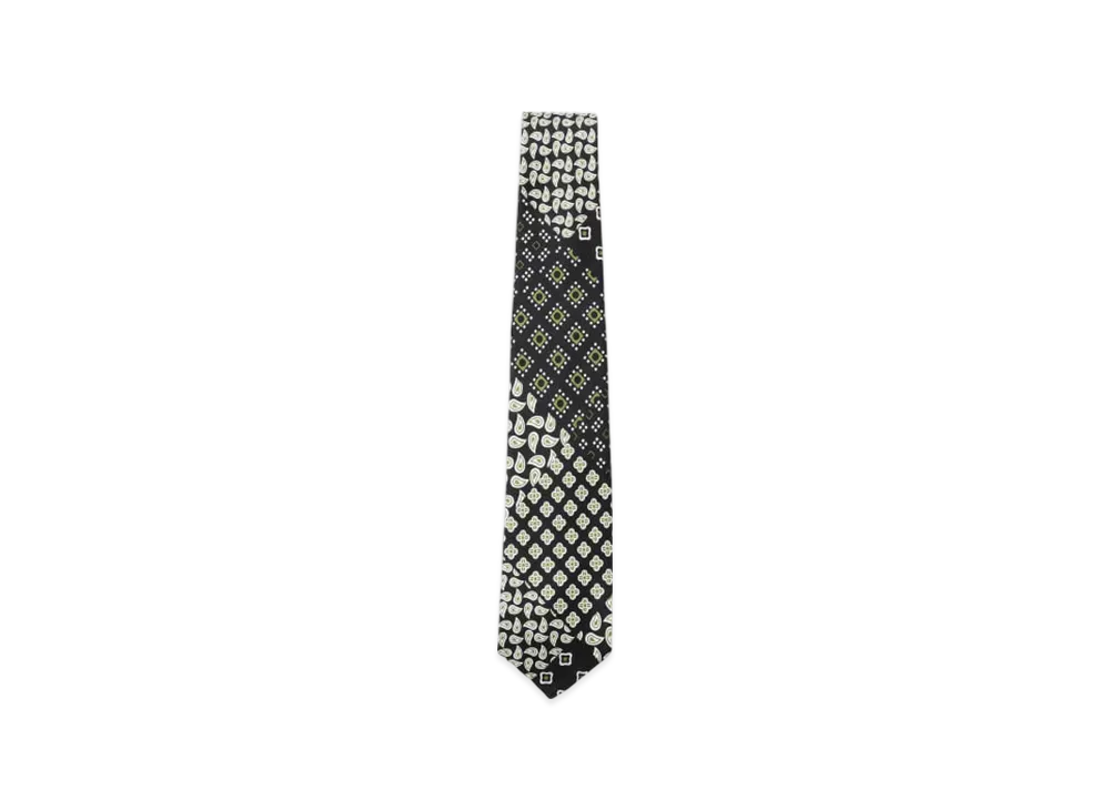 BEAMS Silk Tie Paisley Geometric Print "Black"