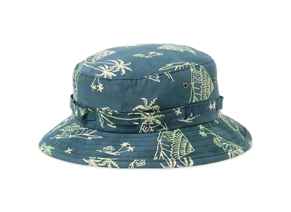 BEAMS JUNGLE HAT BLOCK PRINT "Navy"