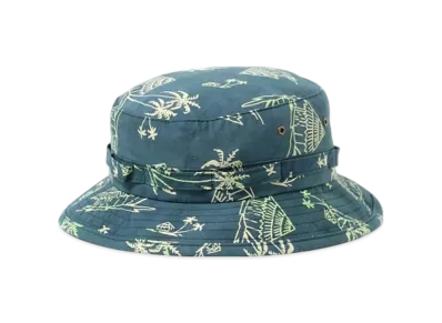 BEAMS JUNGLE HAT BLOCK PRINT "Navy"