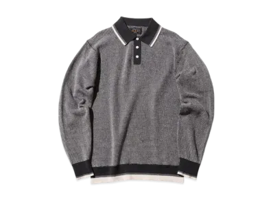 BEAMS Knit Polo Collar Line "ChacoalGray"