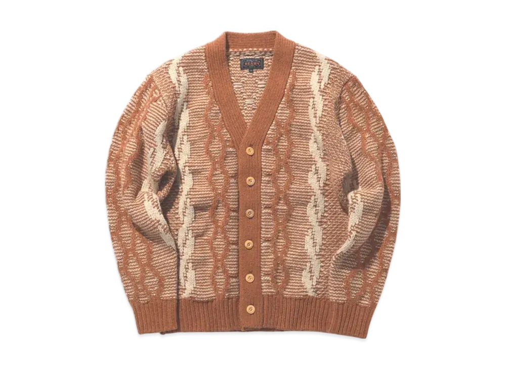 BEAMS Cardigan Heavy Cable Pattern "Orange"