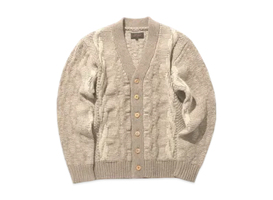 BEAMS Cardigan Heavy Cable Pattern "Beige"