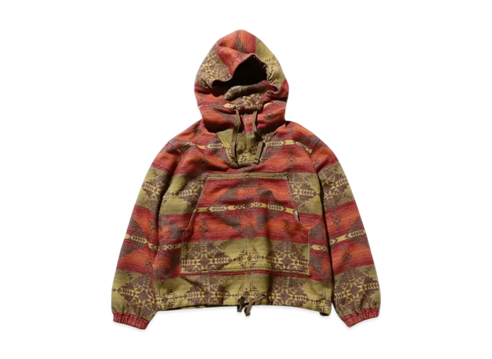 BEAMS MIL Smock Cotton Blanket Jacquard Shaggy "Orange"