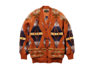 BEAMS Cardigan Boa Jacquard "Orange"