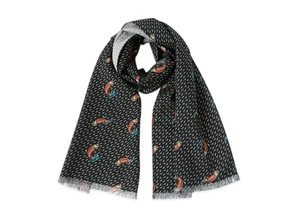 BEAMS Wool Stole Print "Trout"