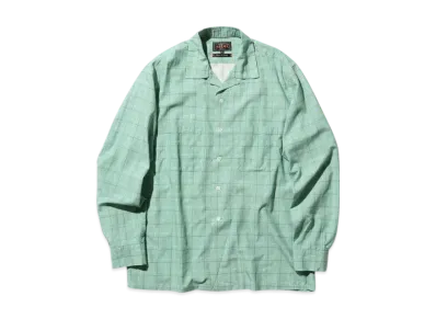 BEAMS Open Collar Cotton Rayon Print "MintGreen"