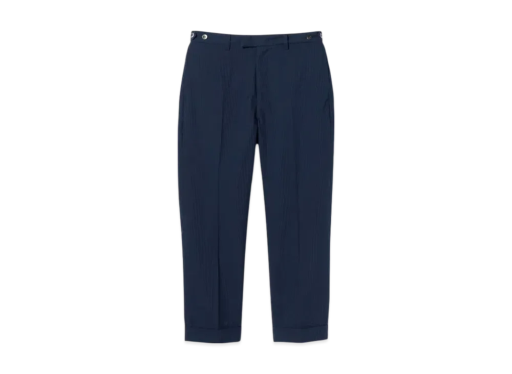 BEAMS IVY Trousers Ankle Cut Seersucker "Navy"