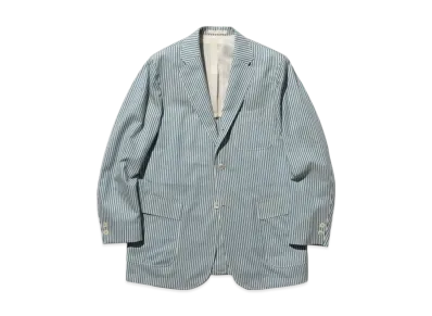 BEAMS 3B Box fit Wool Stripe "Blue"