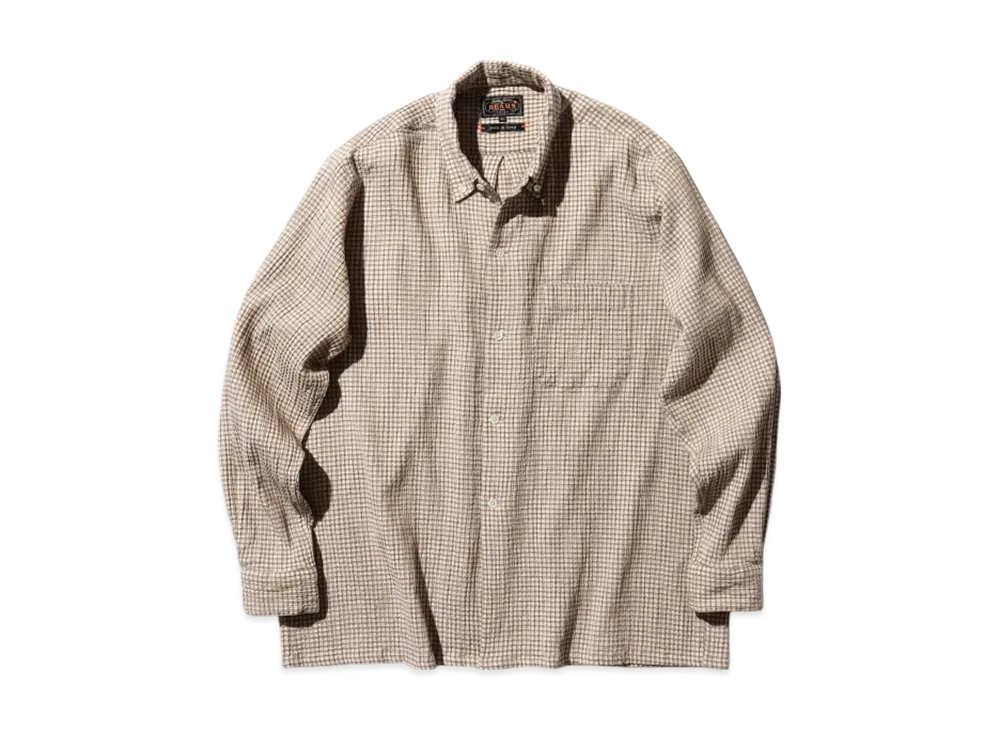 BEAMS Open B.D. Plaid "Beige"