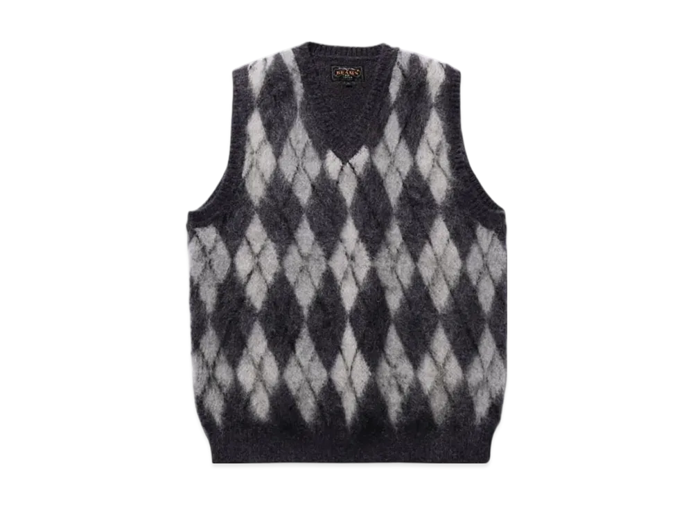 BEAMS Argyle Vest Mohair "Gray"