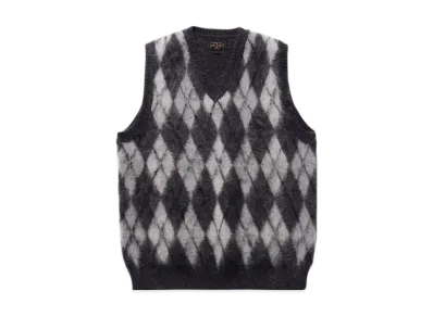 BEAMS Argyle Vest Mohair "Gray"