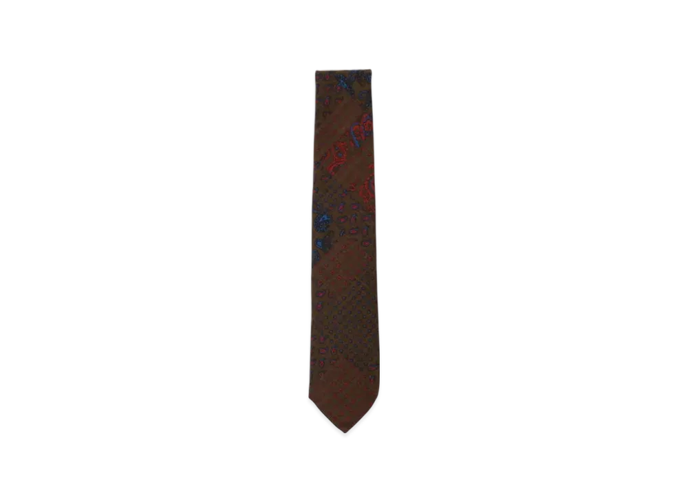BEAMS Wool Silk Tie Paisley Print "Brown"