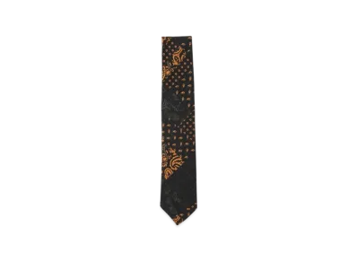 BEAMS Wool Silk Tie Paisley Print "Black"
