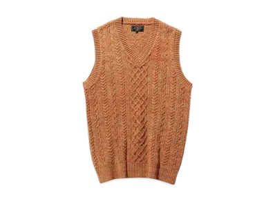 BEAMS Alan Pattern Vest Cotton Cashmere "Orange"