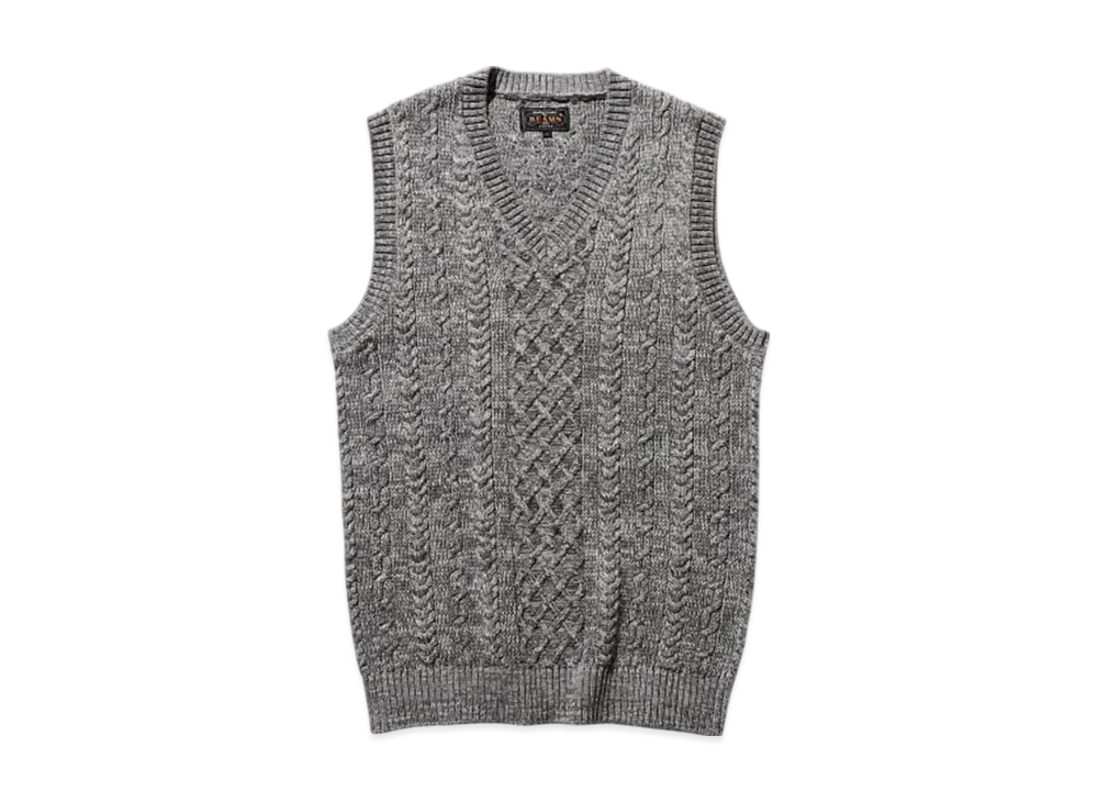 BEAMS Alan Pattern Vest Cotton Cashmere "Gray"