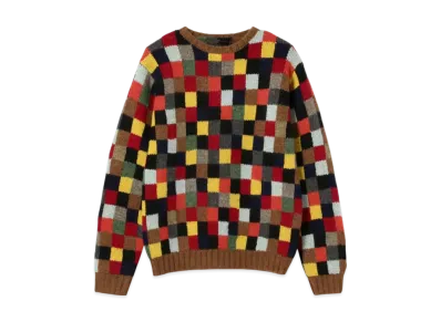 BEAMS Crew Hand Knit Patchwork "Block"