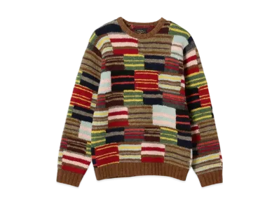 BEAMS Crew Hand Knit Patchwork "Stripe"