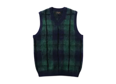 BEAMS Check Vest Mohair "Navy"