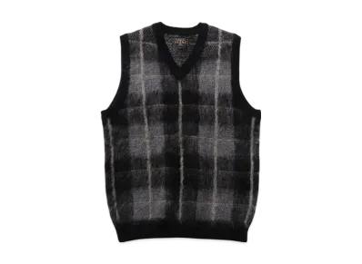 BEAMS Check Vest Mohair "Black"