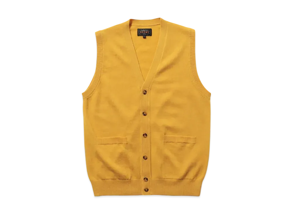 BEAMS Button Knit Vest Solid "Yellow"
