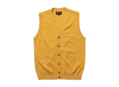 BEAMS Button Knit Vest Solid "Yellow"