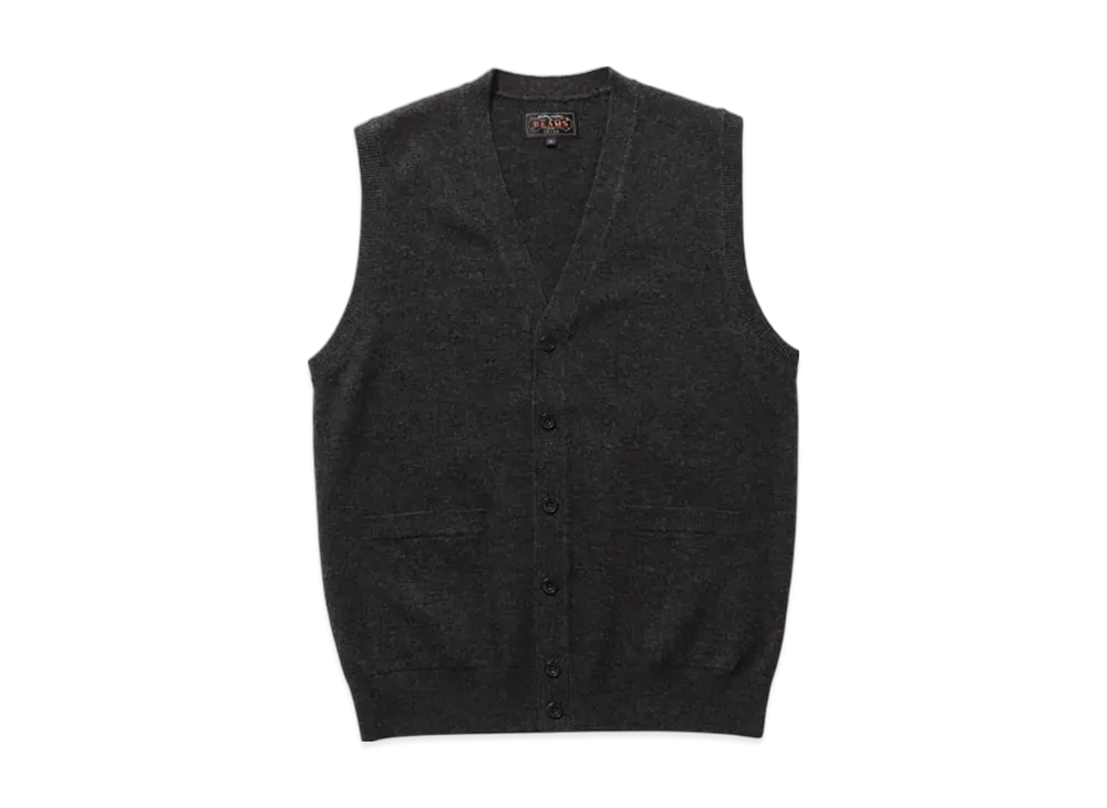 BEAMS Button Knit Vest Solid "Black"