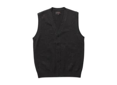 BEAMS Button Knit Vest Solid "Black"